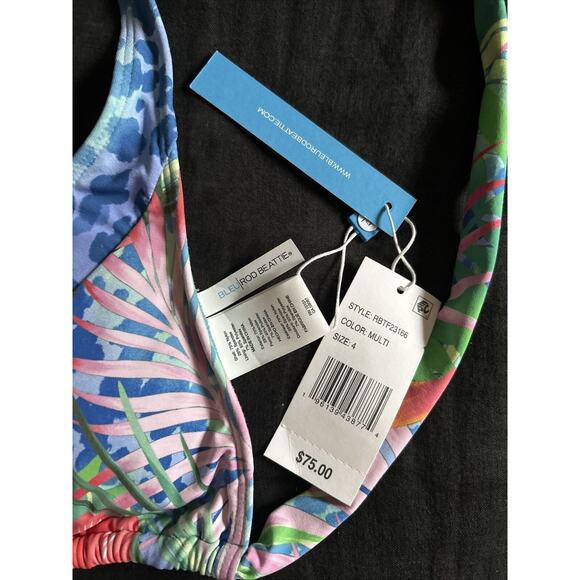 NWT Bleu Rod Beattie Tropical Flight Triangle Bikini Top, Size 4 - Picture 2 of 3